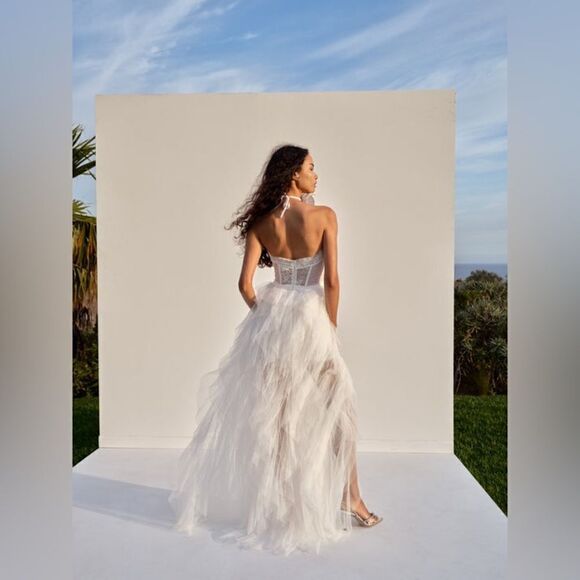 For Love and Lemons Bustier Mini White Dress Lace Strapless Sheer Size XS - Picture 3 of 16